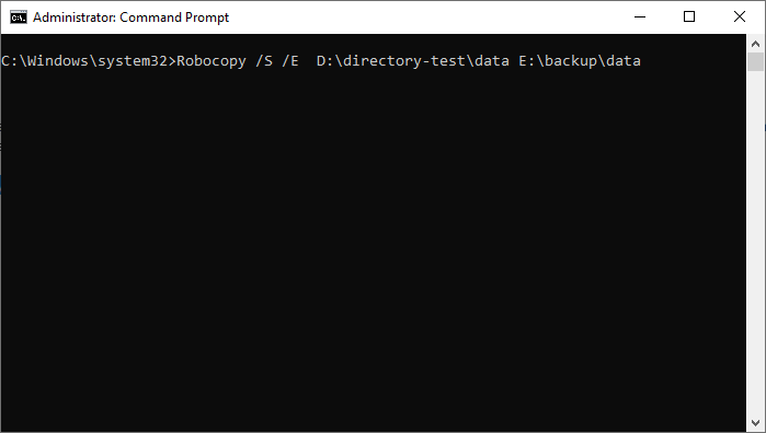 robocopy command to copy folders and subfolders
