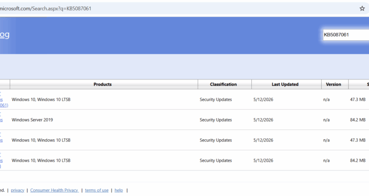 Download KB5087061 from Microsoft catalog